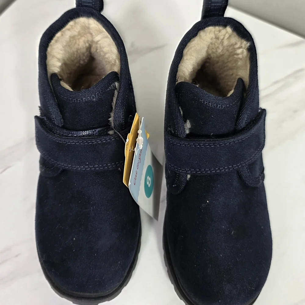 Cat & Jack Toddler Navy Winter Boots Size 8 Fleece Lined Hook & Loop Target